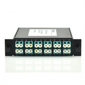 24 Fibers OM4 LC Quad 12 Strands MPO Male 0.6dB Standard LGX Cassette, Polarity Type A