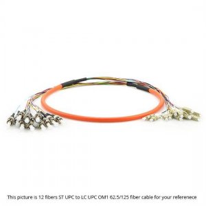 8 Fibers LC to LC OM1/OM2 Multimode MultiFiber PreTerminated Breakout Trunk Cable