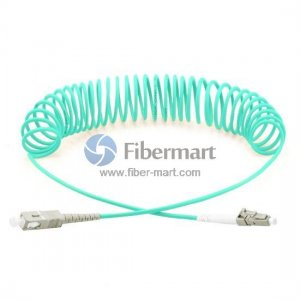 SC-LC Simplex OM3 Multimode Bend Safe Curl Fiber Patch cord