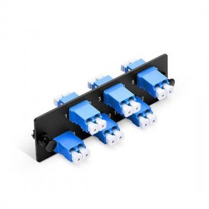 6芯 LC 双芯 OS2 单模光纤适配器面板（蓝色），陶瓷插芯