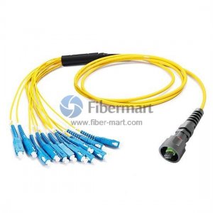 12 芯 IP67 MPO 转 标准 LC/SC/ST/FC 单模防水光纤跳线