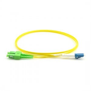 10m LC UPC to SC APC Duplex 2.0mm PVC(OFNR) SMF Bend Insensitive Fiber Patch Cable