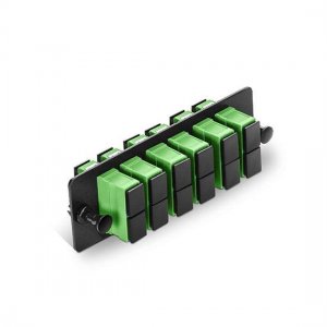 6芯 SC APC 双芯 OS2 单模光纤适配器面板（绿色），陶瓷插芯