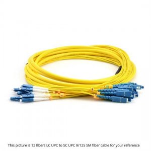 30M LC UPC to SC UPC 9/125 Single Mode 12 Fiber MultiFiber PreTerminated Cable 2.0mm PVC Jacket