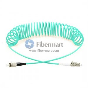 FC-LC Simplex OM3 Multimode Bend Safe Curl Fiber Patch cord