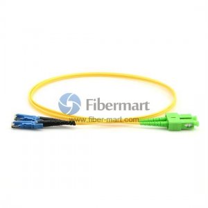 SC/APC to E2000/UPC Singlemode 9/125 Duplex Fiber Patch Cable