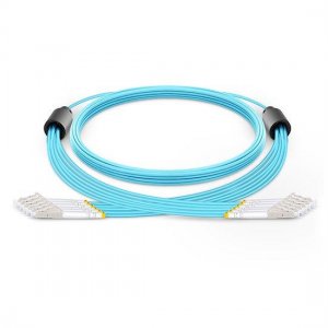 15m LC UPC to LC UPC 6 Fibers Multimode OM3 50/125 Armored Breakout Cable 3.0mm Legs
