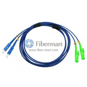 SC/UPC to E2000/APC Duplex Singlemode 9/125 Armored Patch Cable
