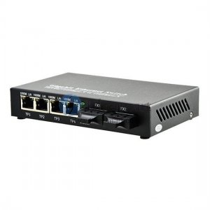10/100/1000M Dual Fiber 1310nm 20km two Fiber Ports + 4RJ45 Ethernet Fiber Media Converter