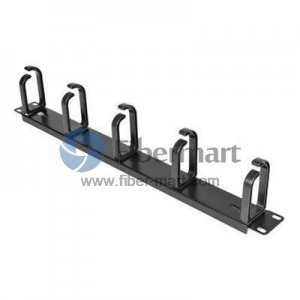 1U Horizontal Cable Management Panel Fixed Metal Rings
