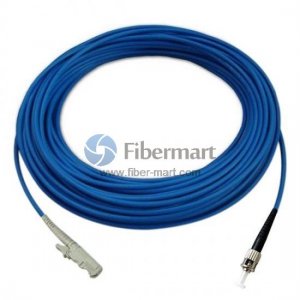 ST/UPC to E2000/UPC Simplex Singlemode 9/125 Armored Patch Cable