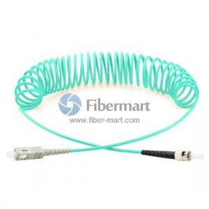 SC-ST Simplex OM3 Multimode Bend Safe Curl Fiber Patch cord