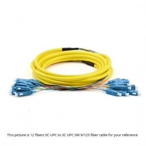 10M SC UPC to SC UPC 9/125 Single Mode 6 Fiber MultiFiber PreTerminated Cable 2.0mm PVC Jacket