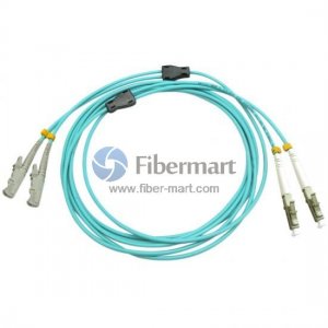 LC/UPC to E2000/UPC Duplex OM3 50/125 Multimode Armored Patch Cable