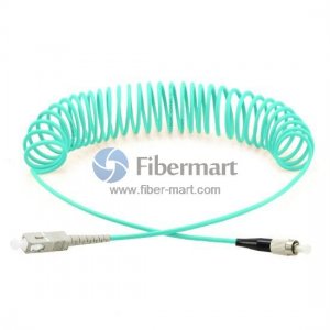 SC-FC Simplex OM4 Multimode Bend Safe Curl Fiber Patch cord