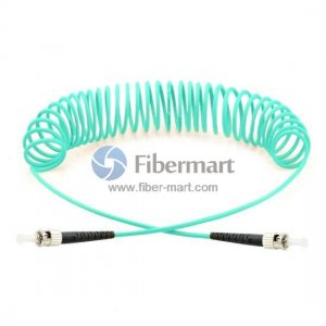 ST-ST Simplex OM3 Multimode Bend Safe Curl Fiber Patch cord