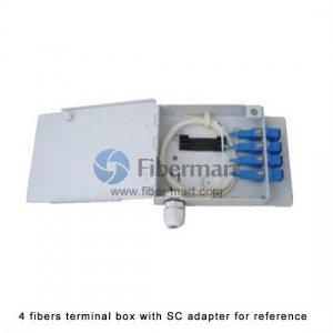 4芯 LC 壁挂式光纤终端盒作为配线盒，带尾纤和适配器