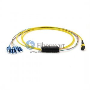 3M 8 Fibers Single-Mode 0.35dB MTP to LC(0.9mm) Harness Cable,Polarity Type A, LSZH Bunch Yellow