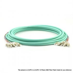 6 Fibers LC to ST OM3 50/125 Multimode MultiFiber PreTerminated Breakout Trunk Cable