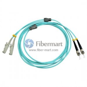 ST/UPC to E2000/UPC Duplex OM3 50/125 Multimode Armored Patch Cable