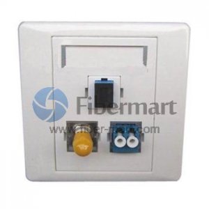 3-Port SC-ST-LC Hybrid Fiber Optic Wall Plate Outlet