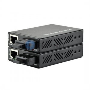 A Pair of 10/100M Single Fiber 1310/1550nm 60km External Power Supply Mini Ethernet Media Converter