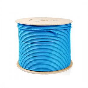 100m（328ft）每轴 Cat5e箔（FTP）实心PVC散装以太网网线蓝色