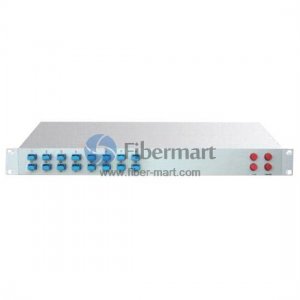 1x2 DWDM Red/Blue C Band Filter with 1RU 19' Rack Mount Package