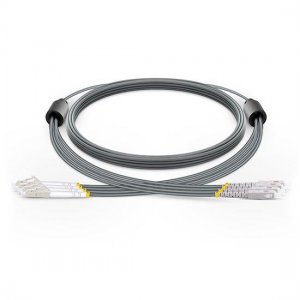 Custom LC to SC 4 Fibers OM3 50/125 Multimode Armored Breakout Cable 3.0mm Legs