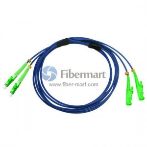 LC/APC to E2000/APC Duplex Singlemode 9/125 Armored Patch Cable