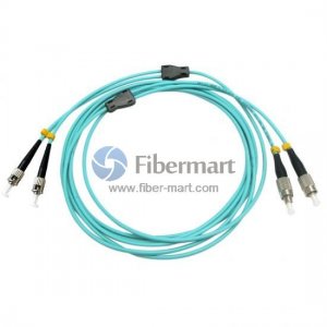 FC/UPC to ST/UPC Duplex OM3 50/125 Multimode Armored Patch Cable