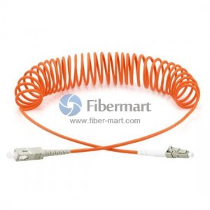SC-LC Simplex 50/125um OM2 Multimode Bend Safe Curl Fiber Patch cord