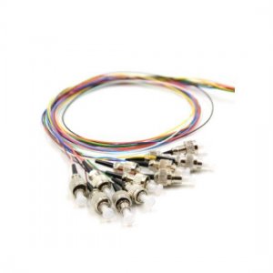 2M 12 Fibers FC/UPC SingleMode ColorCoded Fiber Optic Pigtail, Unjacketed