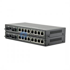 10/100/1000M Dual Fiber 1310nm 20km two Fiber Ports +8RJ45 Ethernet Fiber Media Converter
