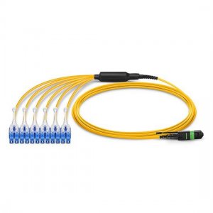 2M MTP Female to 6 LC UPC Duplex 12 Fibers OS2 9/125 Single Mode HD Harness Cable, Polarity A, LSZH Bunch